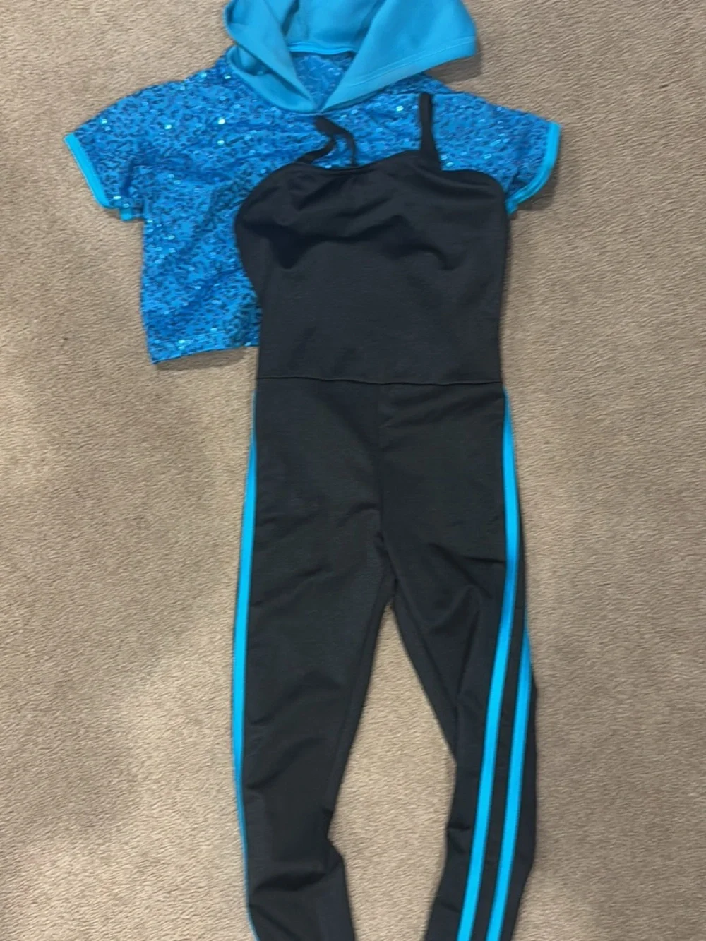 Weissman Black and Bright Blue Kids Dance Costume Set
